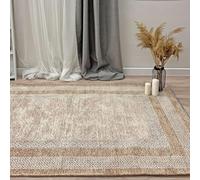 Alfa Rich 155x230 Cm Beige Cream Washable Area Rugs for Living Room Bedroom Kitchen Cotton Pet Friendly Rug