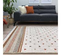 Alfa Rich 200x290 Cm Area Rugs, Beige and Terracotta Rug, Cotton Soft Modern Washable Rectangular Rug