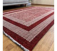 Alfa Rich 200x290 Cm Red Burgundy Washable Area Rugs for Living Room Bedroom Kitchen Dining Cotton Rug