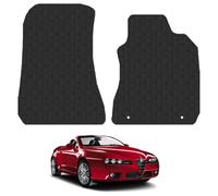 Alfa Romeo Spider (2005-2010) Heavy Duty Thick Rubber Car Mats Accessories Tailored Fit Front Rear Set Compatible Accessory Waterproof Durable Non-Slip 5mm Full Coverage Protection with Clips