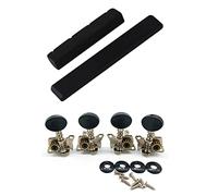 ALFAAL 1 Pair 4 String Ukulele Guitar Nut And Saddle With 4PCS Metal Opened Ukulele Tuning Pegs Tuners Round Cap