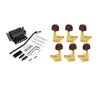 ALFAAL 1 Set Electric Guitar Double Tremolo Bridge With Guitar Locked String Tuners Tuning Peg Button