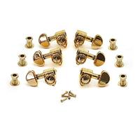 ALFAAL 1 Set Gold/Black Inline String Tuners Tuning Pegs Keys Machine Heads For Acoustic Guitar With Small Semicircle Buttons (Color : 1 Set Gold)