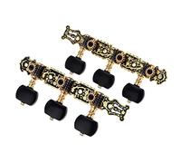 ALFAAL 1Pair(Left + Right) Classical Guitar Tuning Key Gold/Black Plated Peg Tuner Machine Head(long)