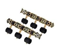 ALFAAL 1Pair(Left + Right) Classical Guitar Tuning Key Gold/Black Plated Peg Tuner Machine Head(long) String Tuner