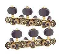 ALFAAL 2 Pcs Gold&Black Plate Classical Guitar Strings Tuning Pegs Keys Tuners Musical Stringed Instruments