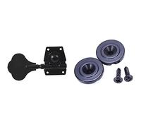ALFAAL 2 Pcs Golden Electric Bass Guitar String Retainers Tree Black & 4Pcs Guitar Tuning Pegs Electric Bass Tuner Peg