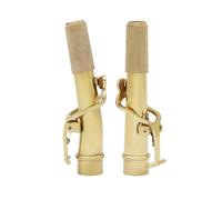 ALFAAL 2 Pcs Saxophone Neck Soprano Sax Straight Curved Neck Quality Gold Lacquer Brass 16.7 MM Instrument Parts Accessories