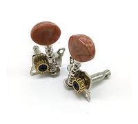 ALFAAL 2R2L Metal Ukulele Locking String Tuner Guitar Tuning Peg Machine Head With Brown Head Pegs
