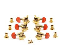 ALFAAL 3pcs Left And 3pcs Right Gold Zinc Alloy Guitar Tuners Machine Heads Full Closure Tuning Pegs
