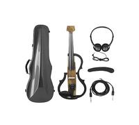 ALFAAL 4/4 Electric Violin Headless Carbon Fiber Fiddle Electric Violin With Bow Carry Case Headphone Cable Shoulder Rest