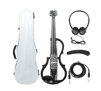ALFAAL 4/4 Electric Violin Headless Carbon Fiber Fiddle With Bow Carry Case Headphone Cable Shoulder Rest Violin Parts Accessories