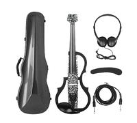 ALFAAL 4/4 Headless Electric Violin Carbon Fiber Fiddle Electric Violin With Bow Carry Case Headphone Cable Shoulder Rest