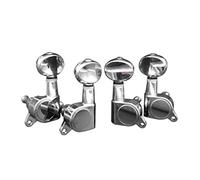 ALFAAL 4Pcs Enclosed Ukulele Tuning Pegs Tuners Nickel Head 2R2L For Ukulele