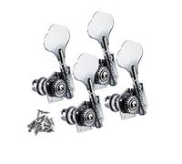 ALFAAL 4pcs Vintage Open Bass Guitar Tuning Pegs Machine Heads Keys Tuners Chrome 4L For Left-handed Bass Guitar