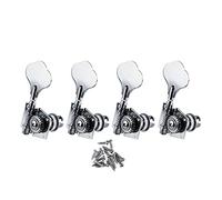 ALFAAL 4pcs Vintage Open Bass Tuning Keys Pegs Machine Heads Tuners Chrome 4R For Right-handed 4 Strings Bass