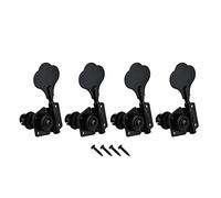 ALFAAL 4pcs Vintage Open Bass Tuning Pegs Machine Heads Tuners Black 4L For Left Handed Bass