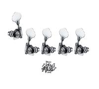 ALFAAL 5pcs 1L4R Vintage Open Bass Tuning Keys Pegs Machine Heads Tuners Chrome For 5 Strings Bass