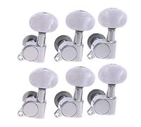 ALFAAL 6 Pcs 6L Left Hand Guitar Tuners Tuning Pegs Machine Heads For Electric Guitar Chrome (White Buttons)