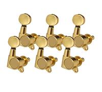 ALFAAL 6 Pieces String Tuning Pegs Tuners Enclosed Round Button For Acoustic Guitar Accessories 6R Gold