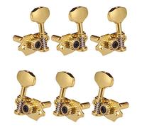 ALFAAL 6 Pieces Zinc Alloy Open-gear Tuning Pegs Tuners 3L 3R For Acoustic Folk Guitar Parts Gold