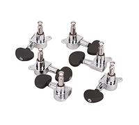 ALFAAL 6PCS 3L3R Chrome Guitar String Machine Heads Tuning Pegs Keys Tuners With Black Buttons For Acoustic Electric Guitars