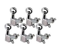 ALFAAL 6PCS Right Hand Guitar Tuners Tuning Keys Pegs Hollow Button For Acoustic Guitar Replacement 6R Silver