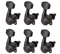 ALFAAL 6Pcs Right-Handed Sealed Acoustic Guitar Tuning Pegs Tuners Zinc Alloy Black DIY