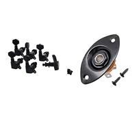 ALFAAL 6Pcs Sealed Guitar String Tuning Pegs Tuners Machine Heads Amp 1 Pcs Oval Indented Guitar Plate Socket Black