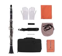 ALFAAL ABS 17-Key Clarinet Bb Flat With Carry Case Gloves Reed Case 10pcs Reeds Beginner Clarinet (Color : Black)