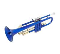 ALFAAL Adult Trumpets Bb Trumpet Brass Body Colorful Gold Key Trumpet Instrument Ith Rubbing Cloth Glove Back Strap Cloth Box Parts(Blue)