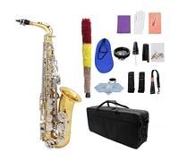 ALFAAL Alto Saxophone Alto Sax Glossy Brass Engraved Eb E-Flat Wind Instrument With Case Belt Brush