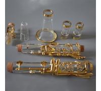 ALFAAL B Flat Clarinet For Beginner B Flat Treble Clarinet Transparent Tube Body Gold-plated Keys Beginner Instrument Bright Tone And Beautiful Appearance