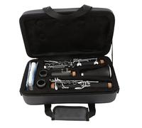 ALFAAL B Flat Clarinet For Beginner Clarinet B Flat Black Tube 17 Keys White Copper Keys Beginner Professional Performance Band