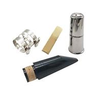 ALFAAL Bb Flat Clarinet Mouthpiece Four-piece Silver Set Mouthpiece Metal Card Copper Ring Cap Reed Clarinet Accessories