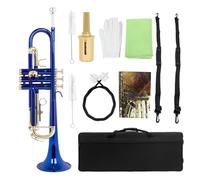 ALFAAL Bb Tone Blue Trumpet Instrument Brass Body Gold Key Trumpet With Accessories (Color : 03)