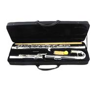 ALFAAL Beginner C Flute Bass Flute 16 Holes Closed Hole Silver Plated Bass Flute C Bass Flute Grade Examination Professional Flute