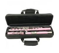 ALFAAL Beginner C Flute Beginner Nickel Plated Flute With E Key 16 Close Holes C Keys Instrument Cupronickel Plated Pink