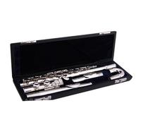 ALFAAL Beginner C Flute Flute Instrument Woodwind Small Bend Split 16 Hole C Flute Nickel Silver Plated Surface
