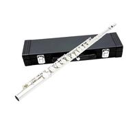 ALFAAL Beginner C Flute Metal Flute Professional 16 Holes C Key Flute Silver Plated Concert Flute With Case Cloth Gloves Music Parts