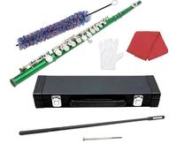 ALFAAL Beginner C Flute Multicolor 16 Holes C Tone Flute E Key Woodwind Instrument Nickel Plated Silver Cupronickel Tube Flute With Accessories(D)