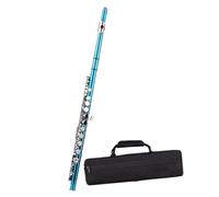 ALFAAL Beginner C Flute Professional Performance Closed Hole C Flute 16 Keys With Carry Case Flute Stand Wind Instrument(Blue Green)