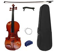 ALFAAL Beginner Maple Acoustic Violin 4/4 Hand-carved Flowers Art Violin W/Shoulder Rest Case Bow Strings