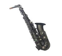 ALFAAL Beginner saxophone Eb Alto Saxophone Matte Black Nickel Plated Carved Surface E Flat Instrument Sax With Case Beginner Music Lovers