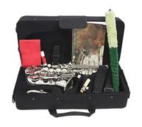 ALFAAL Beginner saxophone Professional Soprano Saxophone B Flat Saxophone Brass Silvery Sax With Case Neck Strap Reeds Parts Woodwind Instrument