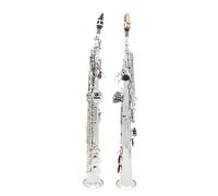 ALFAAL Beginner saxophone Silvery Straight Soprano Saxophone Professional B Flat Brass Saxophone Woodwind Instrument Sax With Case Reed