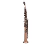 ALFAAL Beginner saxophone Straight Bb Soprano Saxophone Brass Silver Plated B Flat Sax Woodwind Instrument With Case Reeds Gloves Accessories(E)