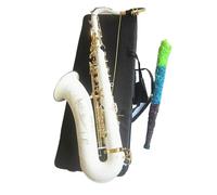 ALFAAL Beginner saxophone Tenor Saxophone Bb Professional Brass White Gold Key Saxophone With Case Gift