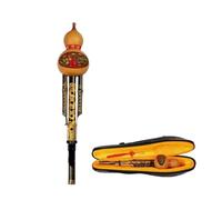 ALFAAL Chinese Hulusi Flute C-Major Wind Chamber Reed Instrument Carved Gourd Three Thin Flute With Case
