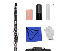 ALFAAL Clarinet ABS 17 Key BB Flat Binocular Clarinet With Gloves 10 Reeds/Case Beginner Clarinet (Color : Black)